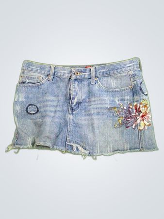 Unbranded Embroidered Denim Mini Skirt