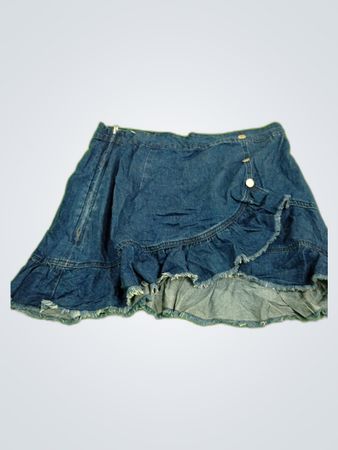 Allegra K Denim Ruffle Mini Skirt