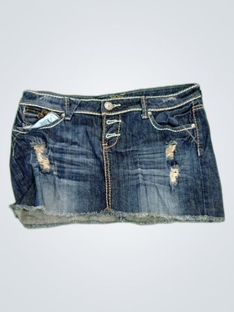 Almost Famous Distressed Denim Mini Skirt
