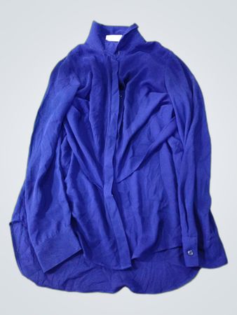 APT Long Sleeve Blue Silk Blouse