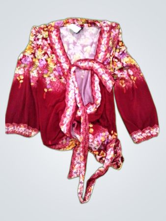 JM Collection Floral Printed Wrap Blouse