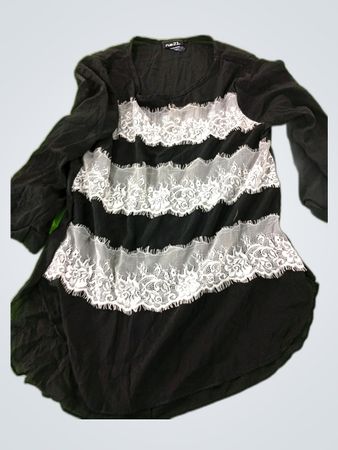 ZARA Black Lace Trim Blouse
