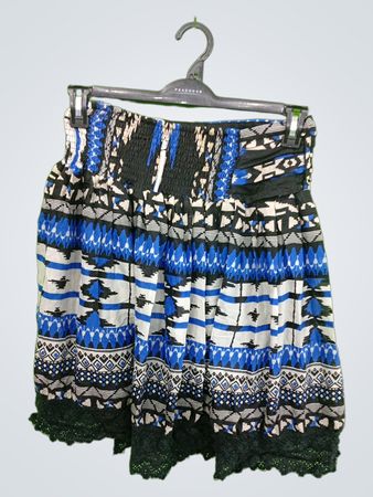 Blue and Black Patterned Skirt