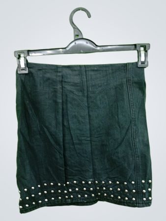 Forever 21 Black Studded Denim Mini Skirt