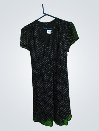 MSK Black Polka Dot Chiffon Midi Dress