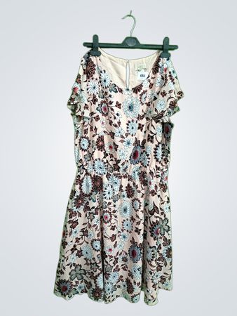 LOFT Floral Ruffle Sleeve Dress