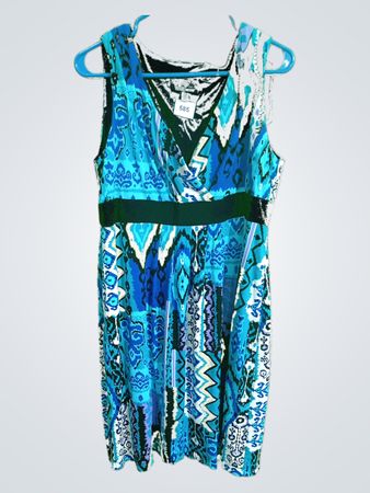 Ronni Nicole Blue Patterned Dress