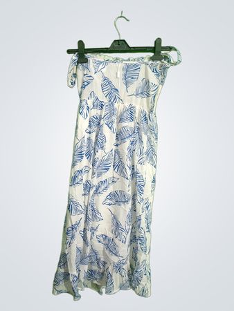 Blue and White Leaf Pattern Dress
