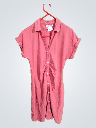 Pink Collared Shirt Dress