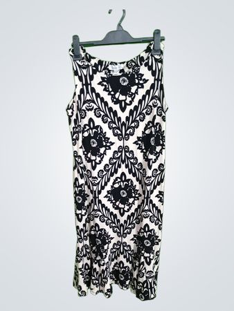 dressbarn Black and White Damask Sleeveless Dress