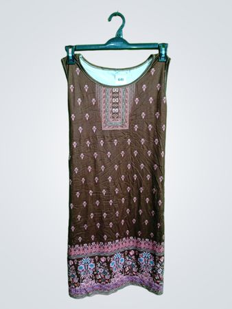 Brown Embroidered Sleeveless Top
