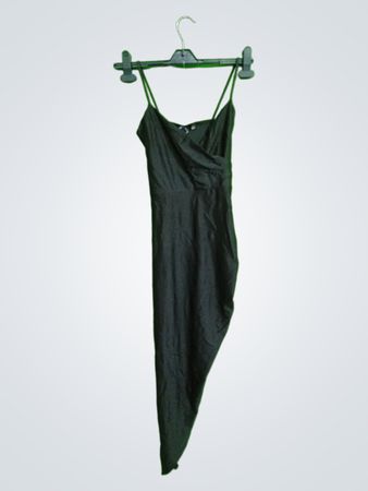 Windsor Black Satin Wrap Dress