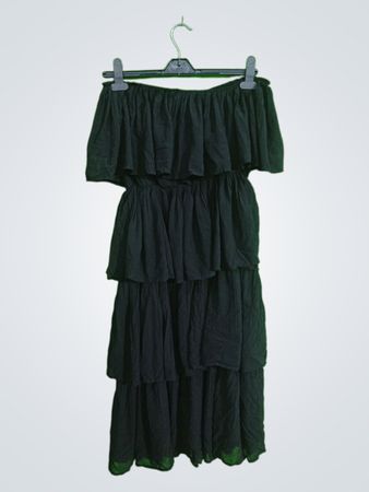Unbranded Black Strapless Ruffle Mini Dress