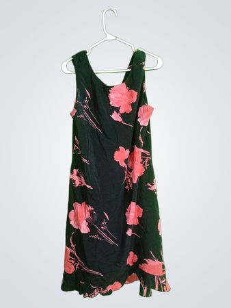 Jessica McClintock Black Pink Floral Sleeveless Dress