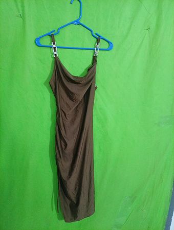 Unbranded Brown Satin Mini Dress