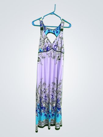 Linea Donatella Purple Paisley Print Sleeveless Dress