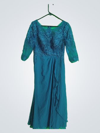 Azazie Teal Lace Dress