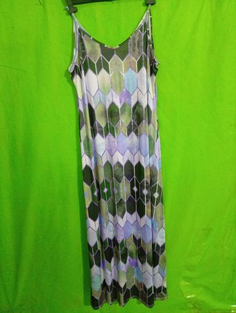 Dress with Green and Purple Pattern