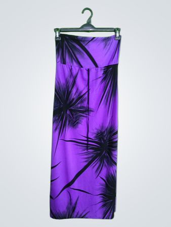 Purple Tropical Print Tube Skirt