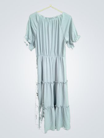 Light Blue Tiered Midi Dress