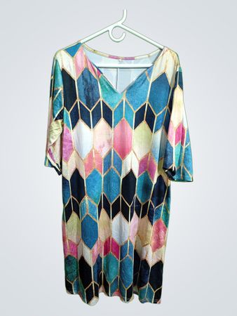Multicolor Geometric Pattern Dress