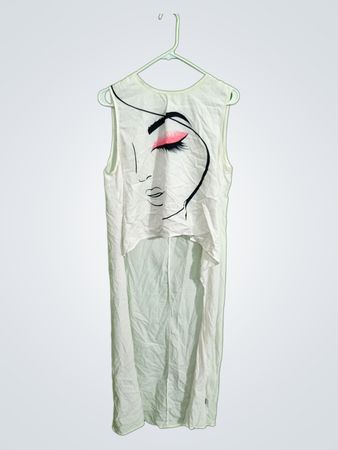 Unbranded White Graphic Sleeveless Top