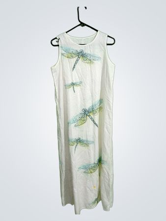 Unbranded Sleeveless Dragonfly Print Midi Dress