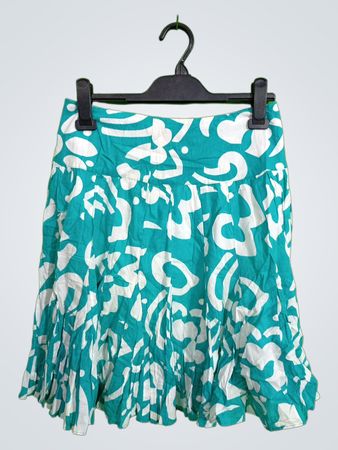 Teal and White Floral Skirt