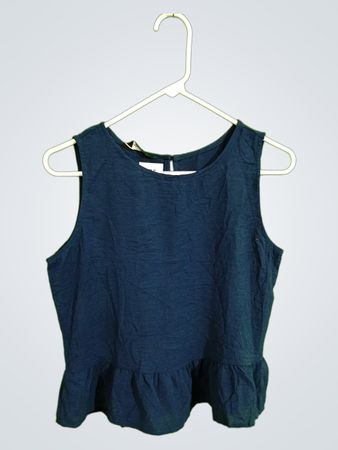 Blue Ruffled Sleeveless Top