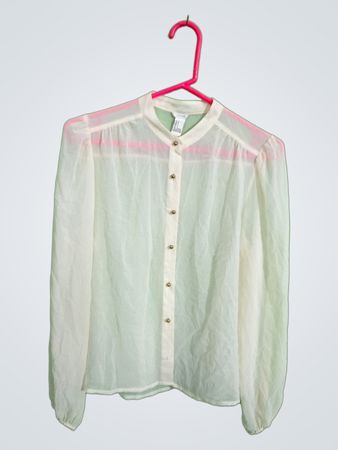 Forever 21 Sheer White Long Sleeve Blouse