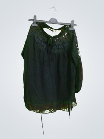 Black Sheer Blouse with Lace Details