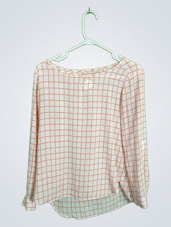 Long-sleeved Blouse with Grid Pattern