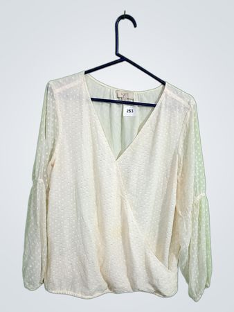 LOFT White Polka Dot Wrap Blouse