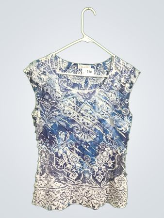 Blue and White Paisley Blouse
