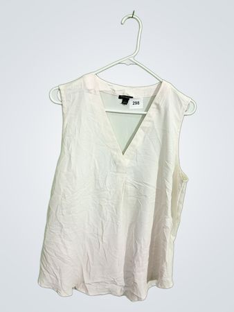 Ann Taylor White Sleeveless V-Neck Blouse
