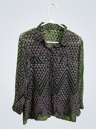 Unbranded Geometric Triangle Print Collared Blouse