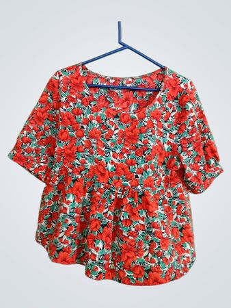 Unbranded Red Floral Ruffled Blouse