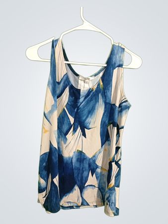 Blue and White Floral Blouse