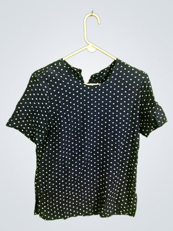 Blouse with White Polka Dots on Black Background