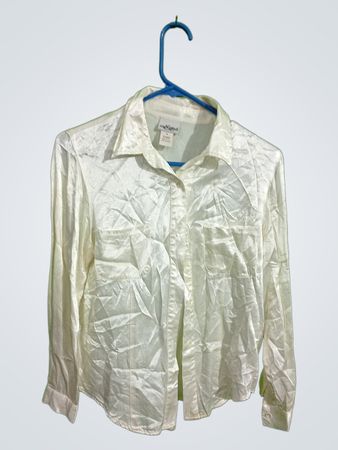 White Long-Sleeve Button-Down Shirt