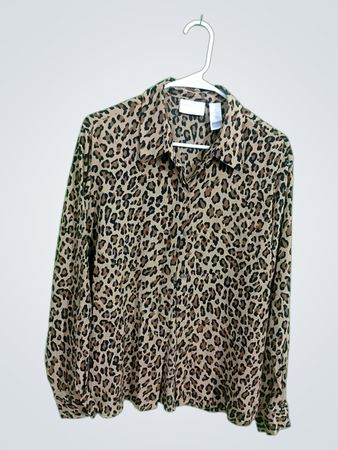 Liz Claiborne Leopard Print Button-Down Shirt