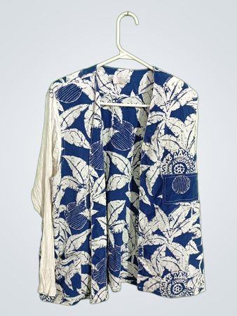 Blue and White Floral Blouse