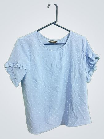 Light Blue Blouse with Ruffled Sleeves