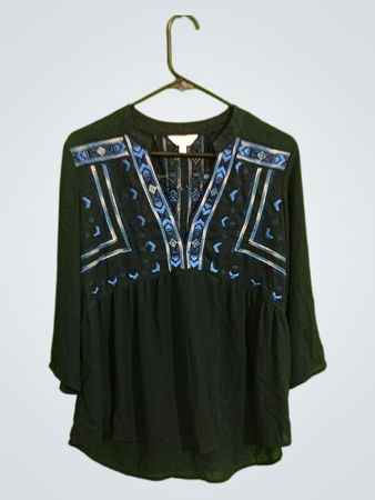 ADINA Embroidered Black Blouse