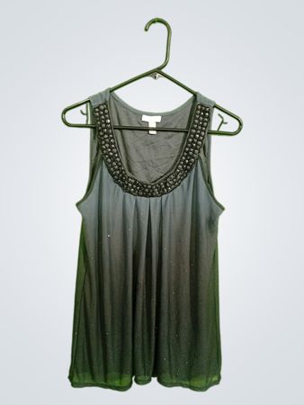 Gray Embellished Sleeveless Top