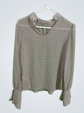 Unbranded Gingham Ruffle Sleeve Blouse