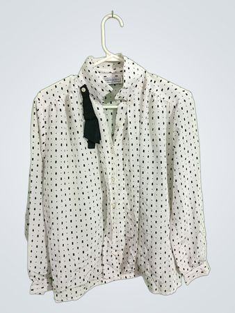 Impressions of California White Blouse with Black Pattern