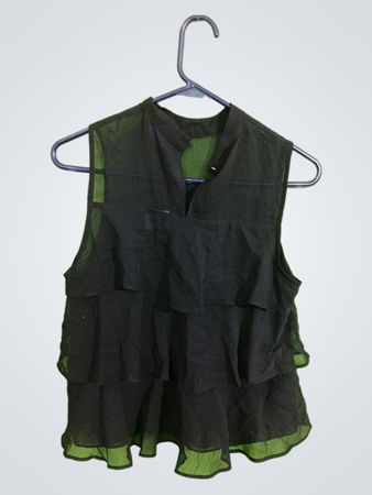 Black Ruffled Sleeveless Top