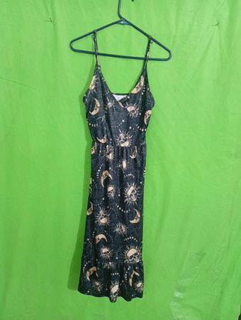 Dress with Moon and Skull Pattern