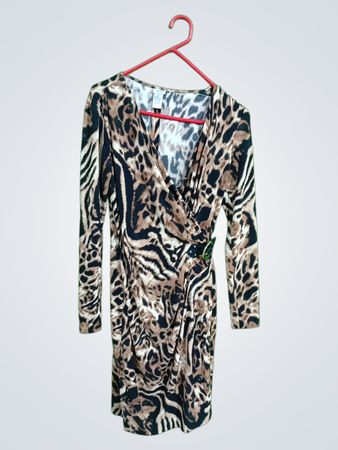 Cache Leopard Print Wrap Dress